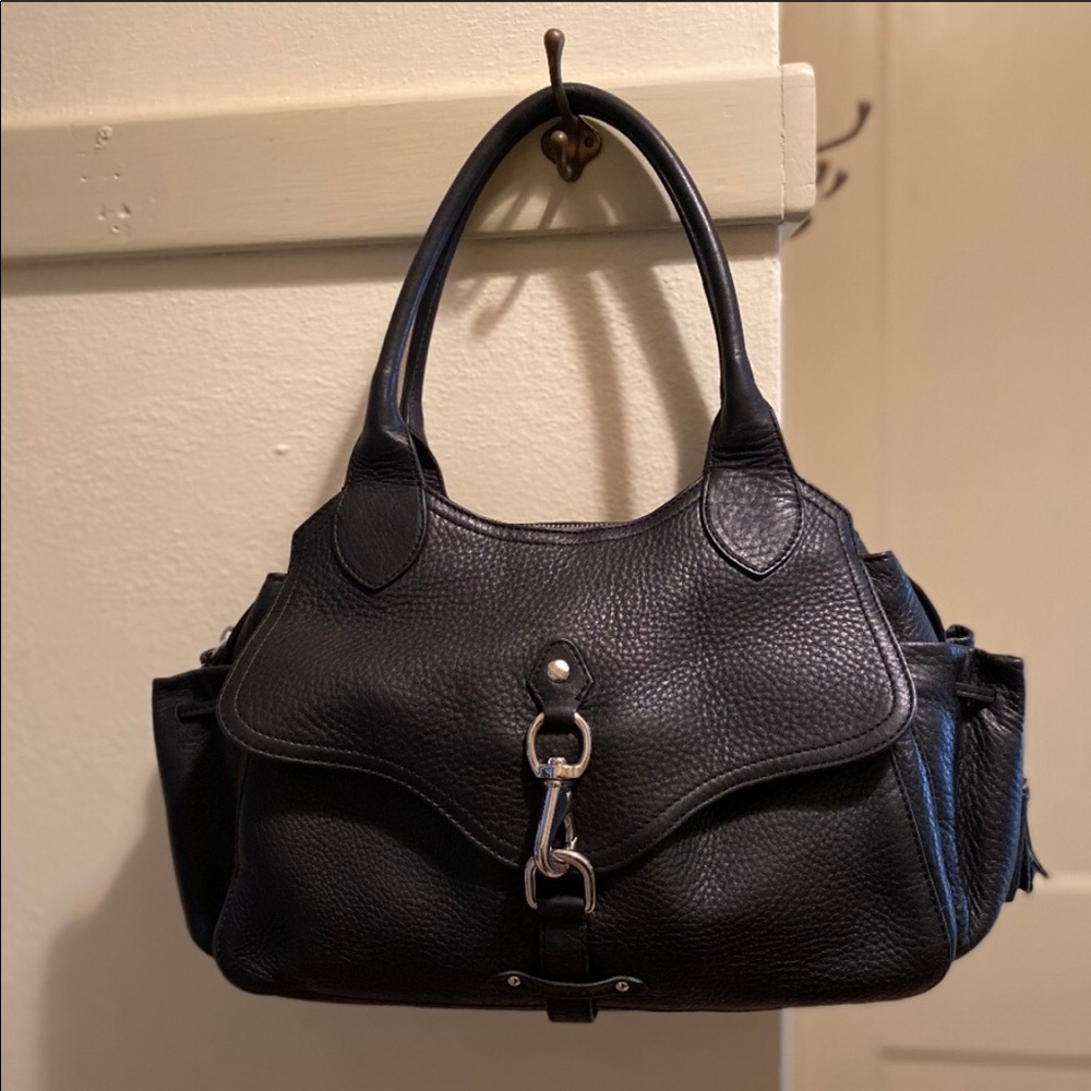 Cole Haan black pebbled leather hobo shoulder bag